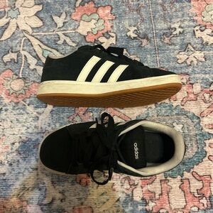 Adidas Black and White Sneakers with Tan Sole